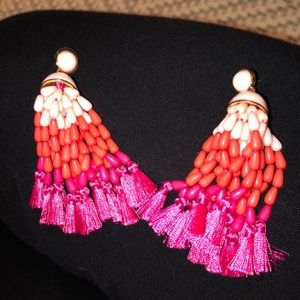 Multi pink tassel cascade earrings by Baublebar.